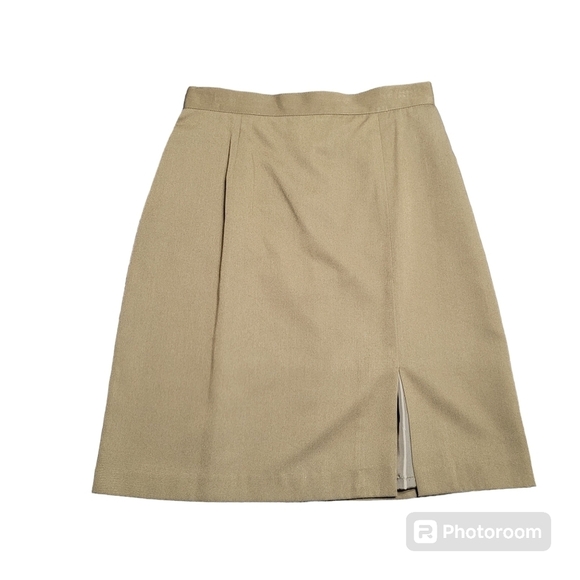 Sag Harbor Olive Green Front Side Slit Zip Back Skirt Size 12 - Picture 2 of 8